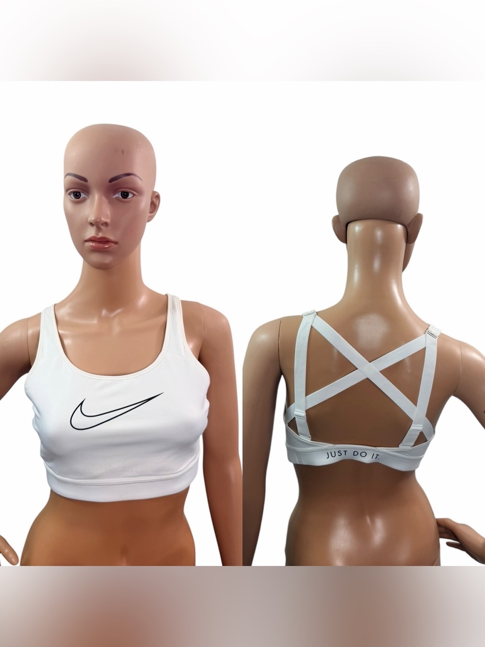 Nike Fit Women’s Size Medium White Race Back Athletic Gym Training Sport Bra - Picture 4 of 10